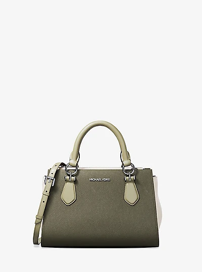 Marilyn Small Color-Block Saffiano Leather Messenger Bag