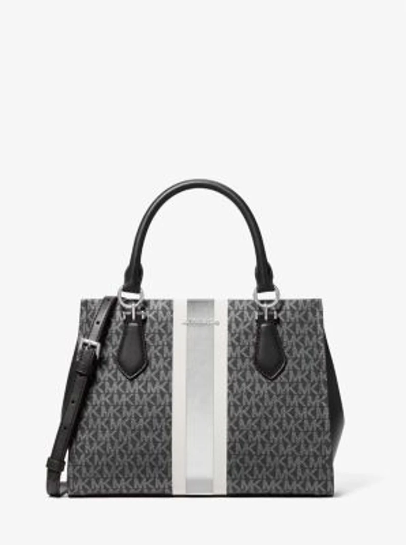 Marilyn Medium Signature Logo Stripe Satchel
