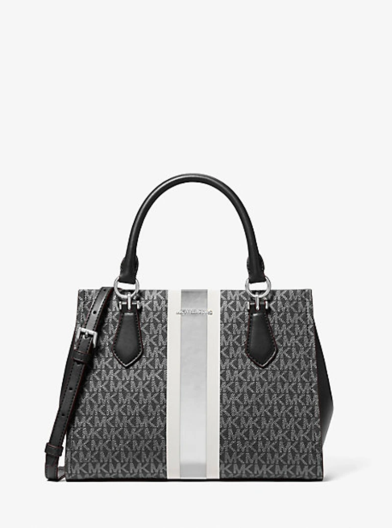 Marilyn Medium Signature Logo Stripe Satchel