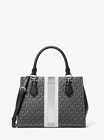 Marilyn Medium Signature Logo Stripe Satchel
