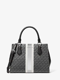 Marilyn Medium Signature Logo Stripe Satchel