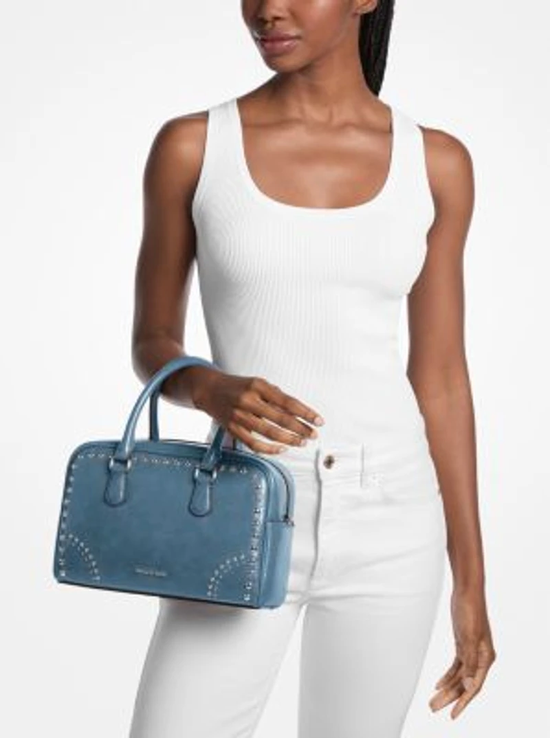 Thompson Medium Distressed Studded Satchel