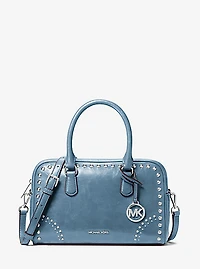 Thompson Medium Distressed Studded Satchel