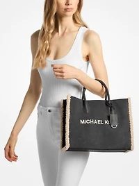 Mirella Medium Suede and Faux Shearling Tote Bag