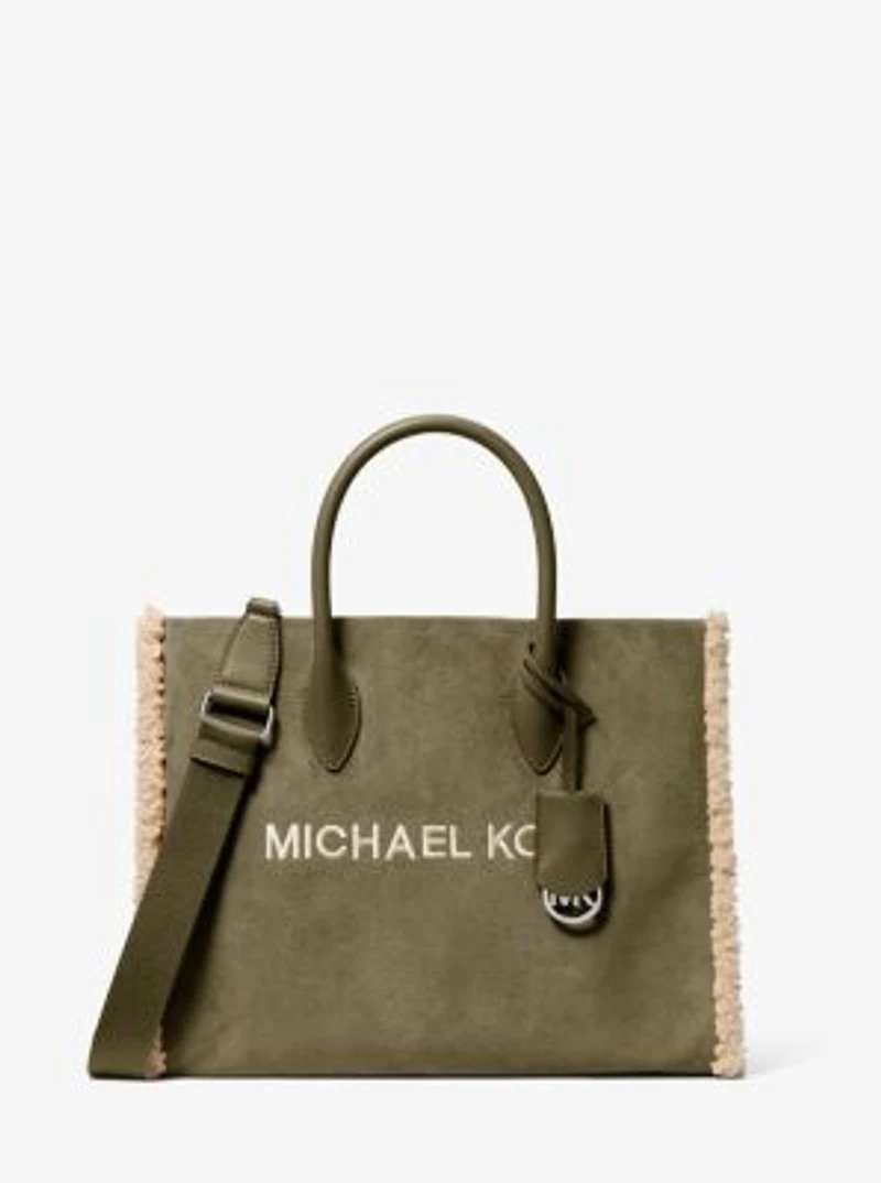 Mirella Medium Suede and Faux Shearling Tote Bag