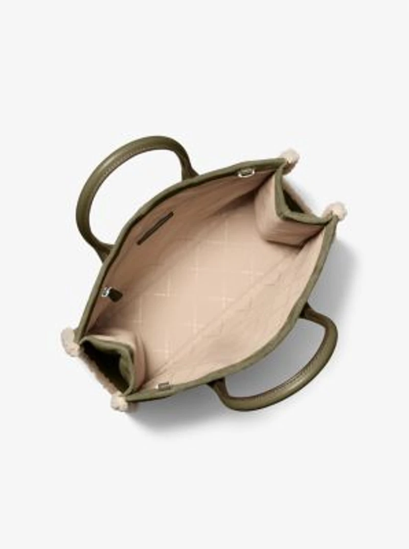 Mirella Medium Suede and Faux Shearling Tote Bag