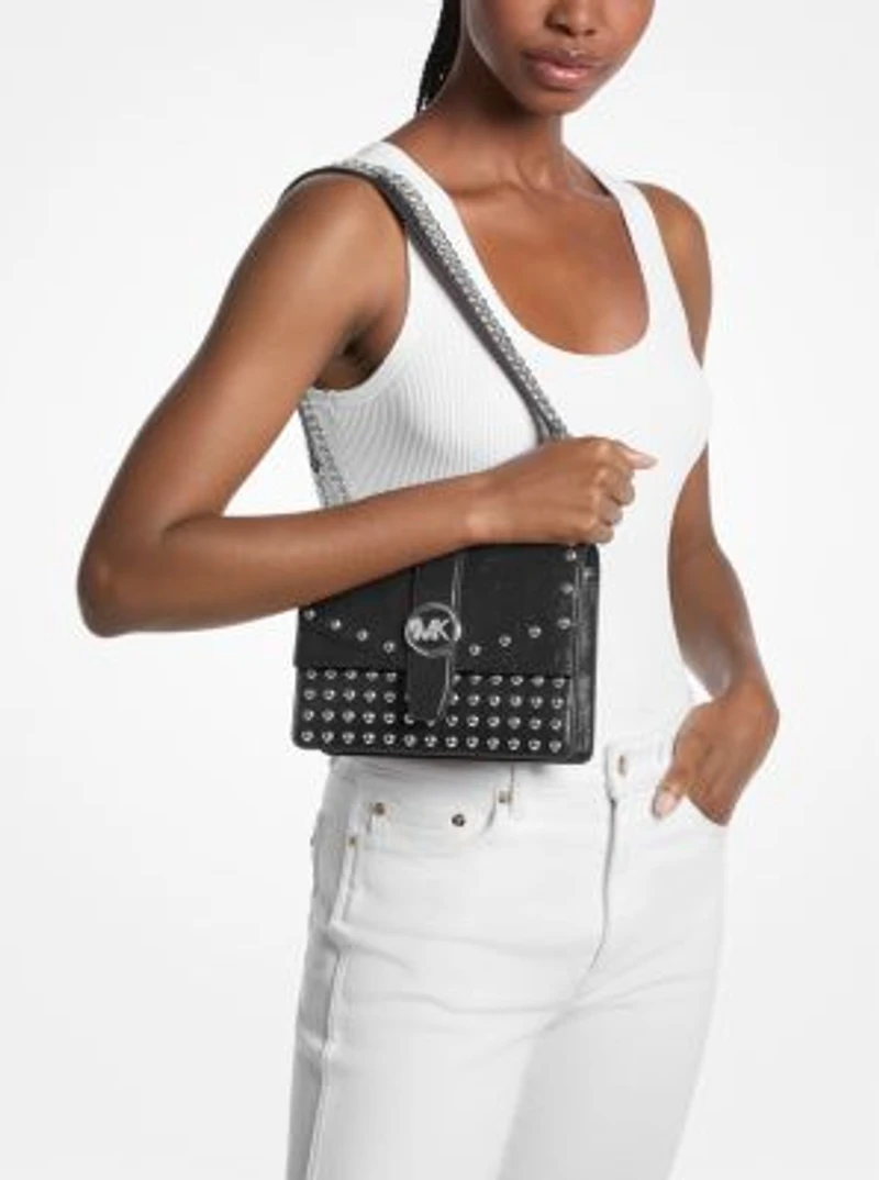 Greenwich Small Studded Distressed Crossbody Bag