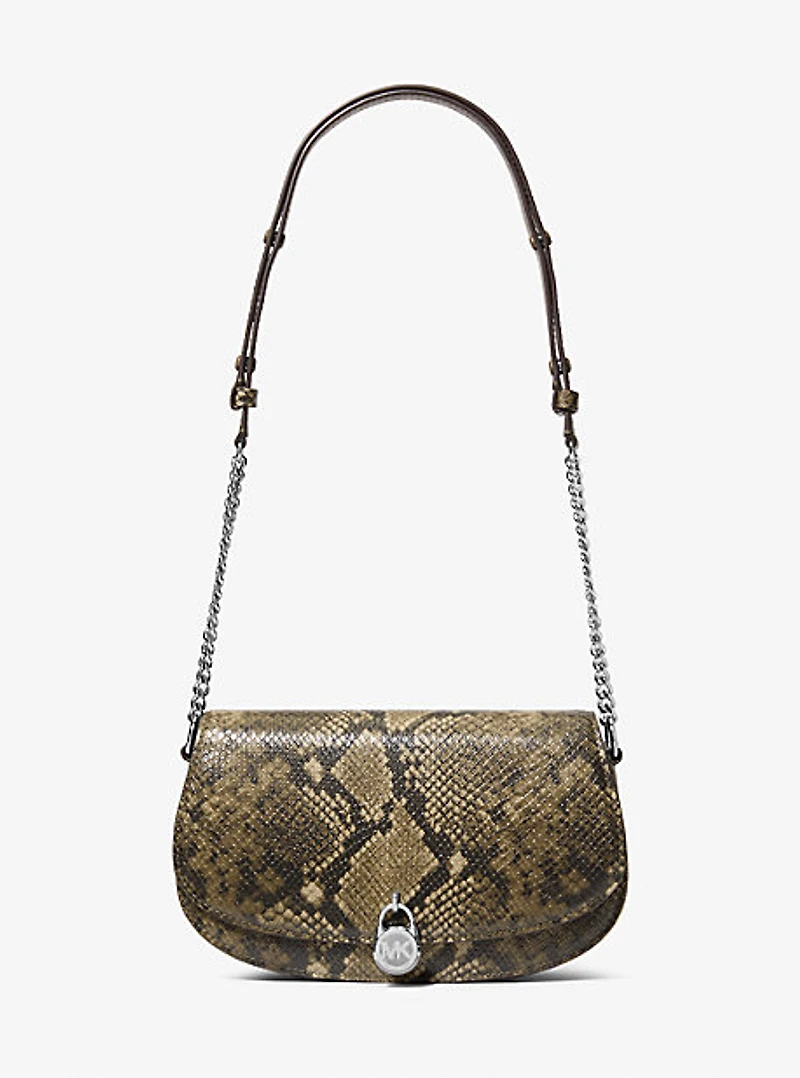 Mila Medium Snake Embossed Messenger Bag