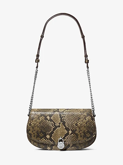 Mila Medium Snake Embossed Messenger Bag