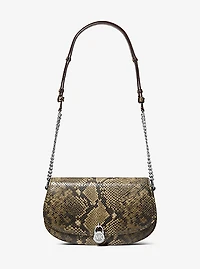 Mila Medium Snake Embossed Messenger Bag