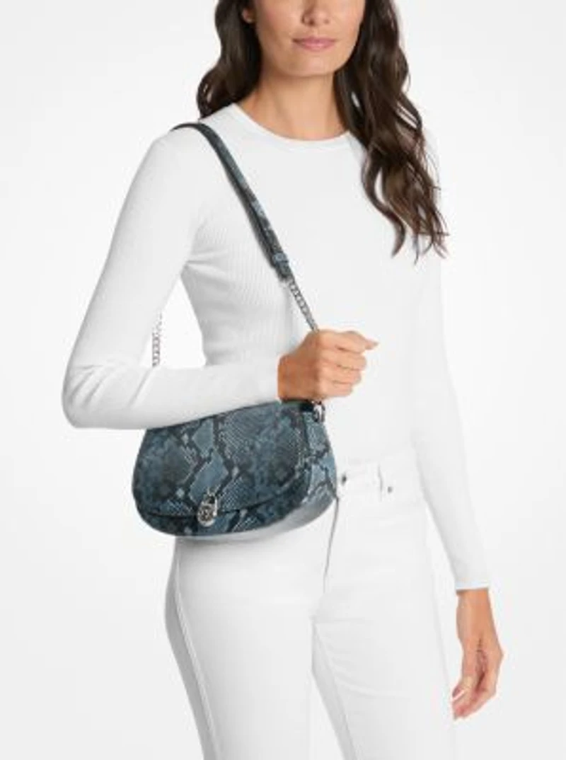 Mila Medium Snake Embossed Messenger Bag