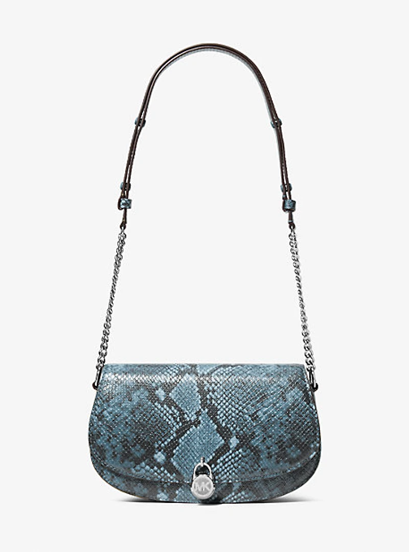 Mila Medium Snake Embossed Messenger Bag