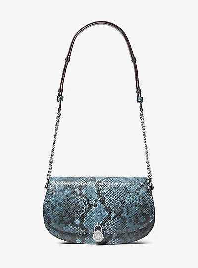 Mila Medium Snake Embossed Messenger Bag