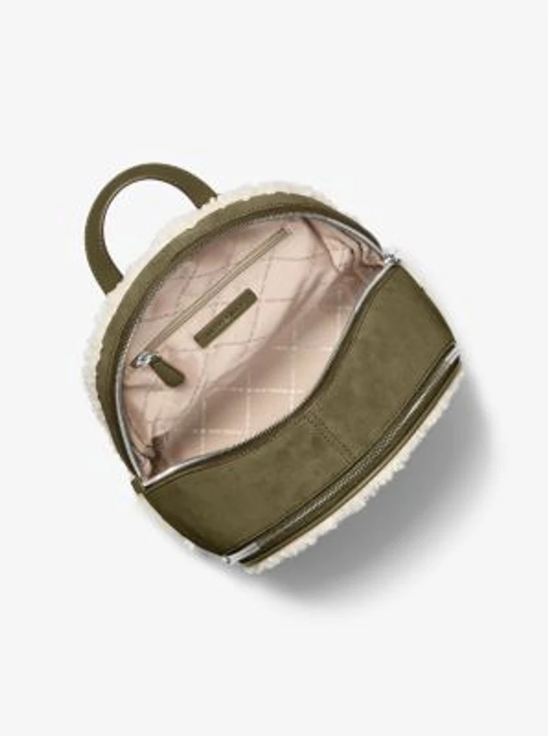 Rhea Medium Suede and Faux Shearling Backpack