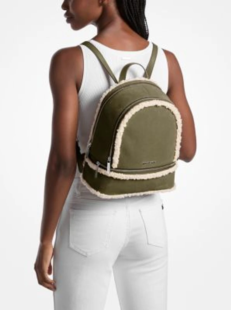 Rhea Medium Suede and Faux Shearling Backpack
