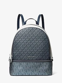Rhea Medium Metallic Signature Logo Backpack