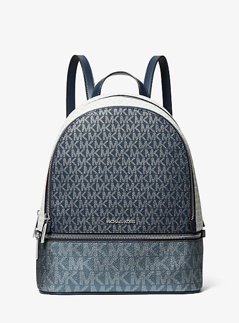 Rhea Medium Metallic Signature Logo Backpack