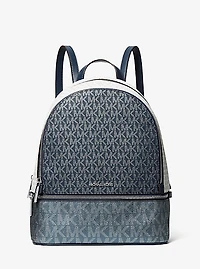 Rhea Medium Metallic Signature Logo Backpack