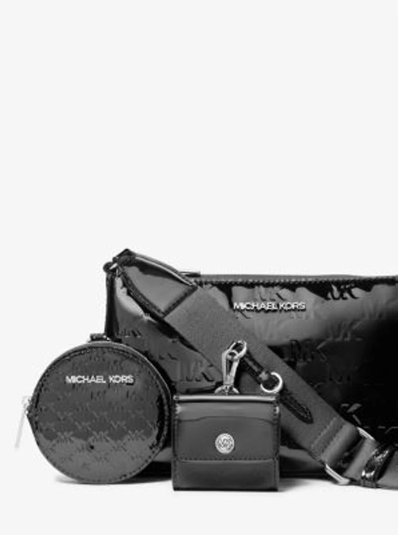 Jet Set Small Patent Logo Debossed Crossbody Bag with Case for Apple Airpods Pro®