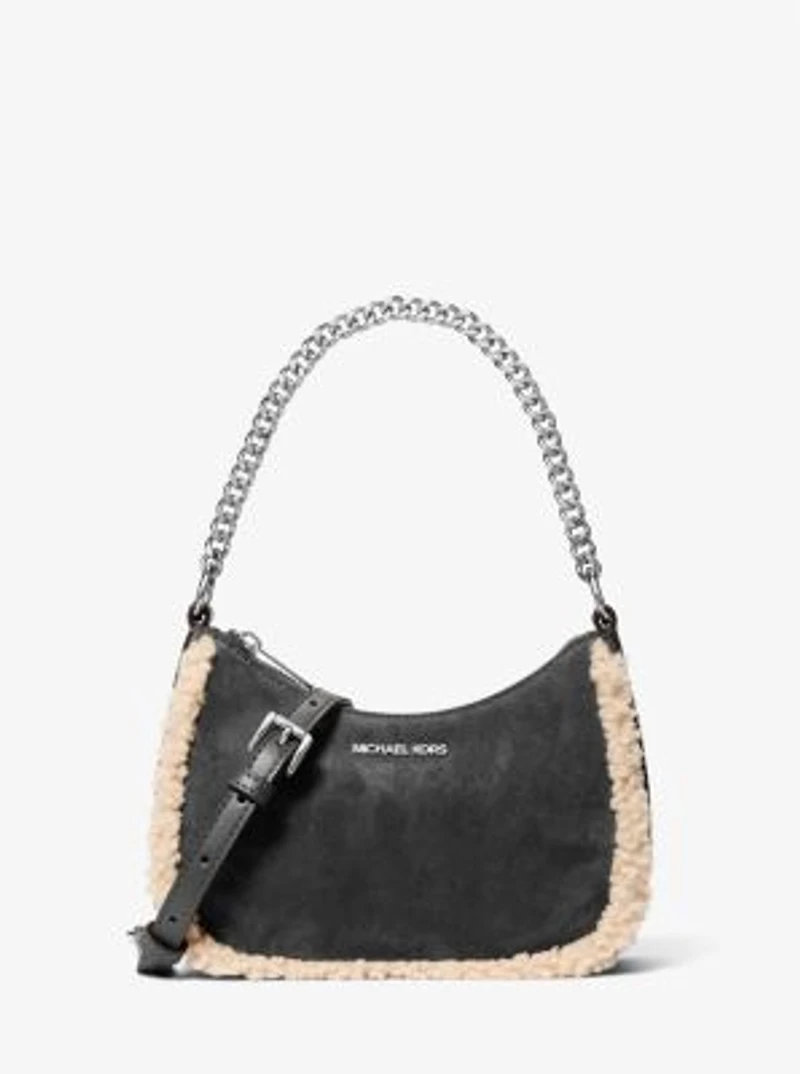 Jet Set Small Suede and Faux Shearling Convertible Crossbody Bag