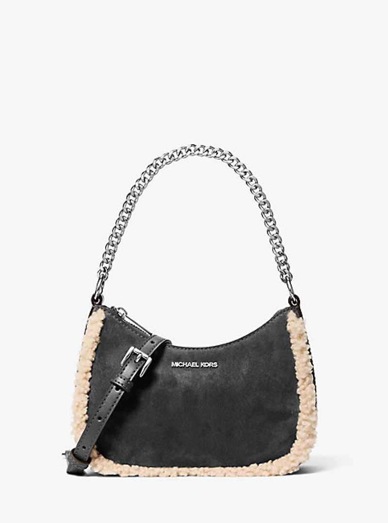 Jet Set Small Suede and Faux Shearling Convertible Crossbody Bag