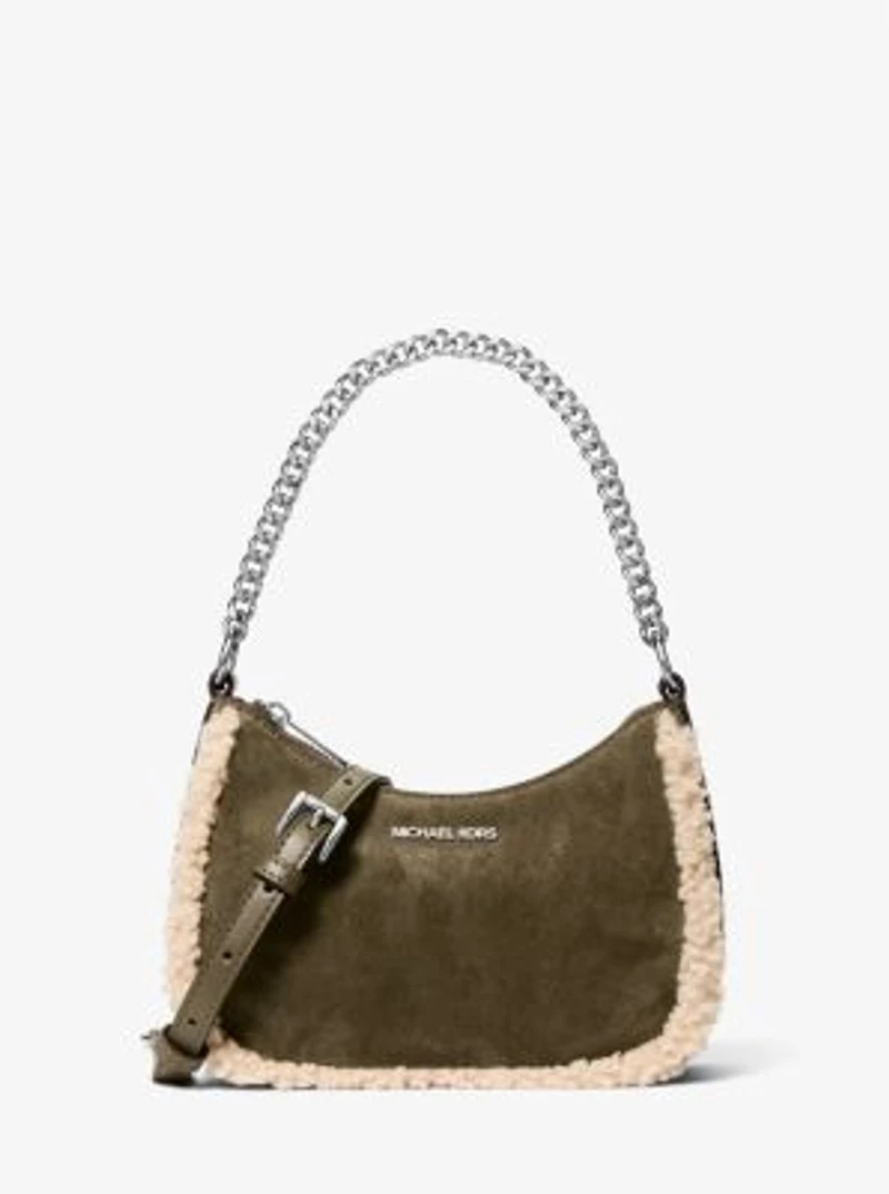 Jet Set Small Suede and Faux Shearling Convertible Crossbody Bag