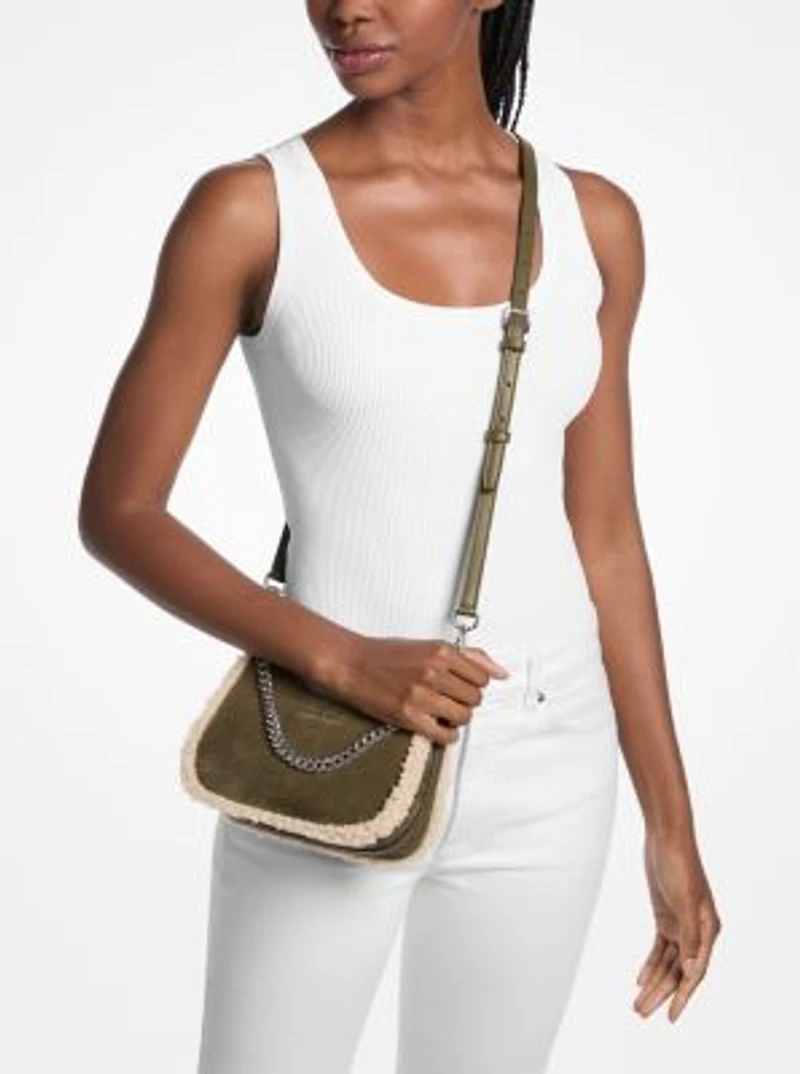 Jet Set Small Suede and Faux Shearling Convertible Crossbody Bag