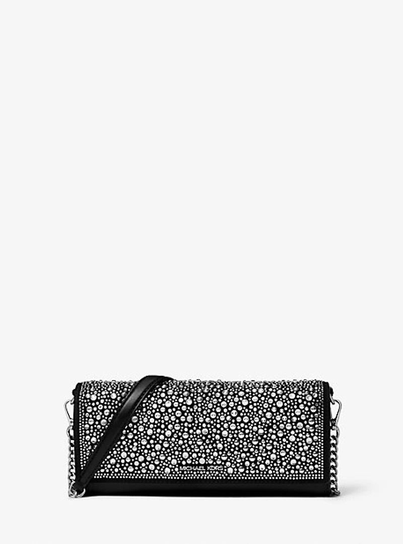 Jet Set Medium Embellished Metallic Leather Clutch