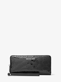 Jet Set Large Patent Logo Debossed Continental Wallet