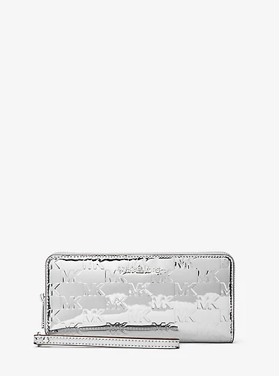 Jet Set Large Patent Logo Debossed Continental Wallet