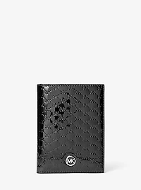 Jet Set Medium Patent Logo Debossed Passport Wallet
