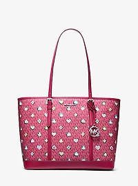 Jet Set Large Printed Signature Logo Tote Bag