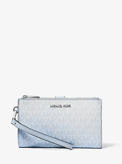 Jet Set Large Ombré Signature Logo Wristlet