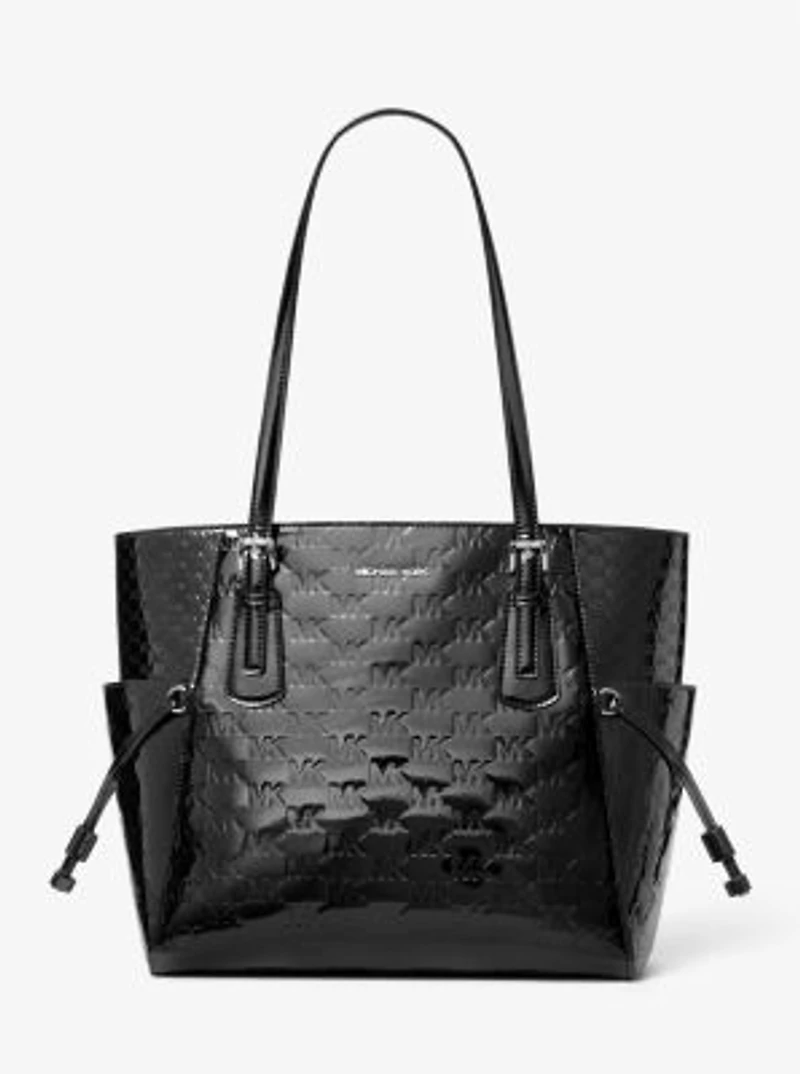 Voyager Large Patent Logo Debossed Tote Bag