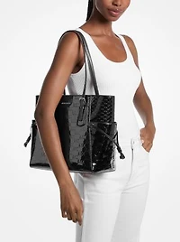 Voyager Large Patent Logo Debossed Tote Bag