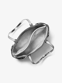 Voyager Large Patent Logo Debossed Tote Bag