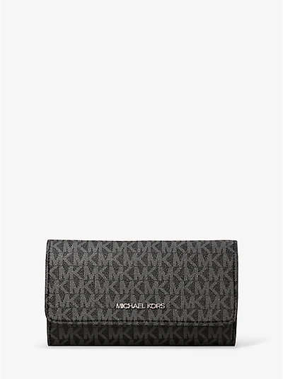 Jet Set Large Signature Logo Tri-Fold Wallet