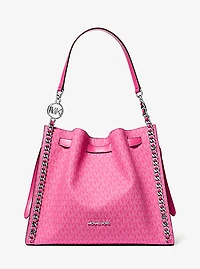Mina Large Signature Logo Chain Shoulder Bag