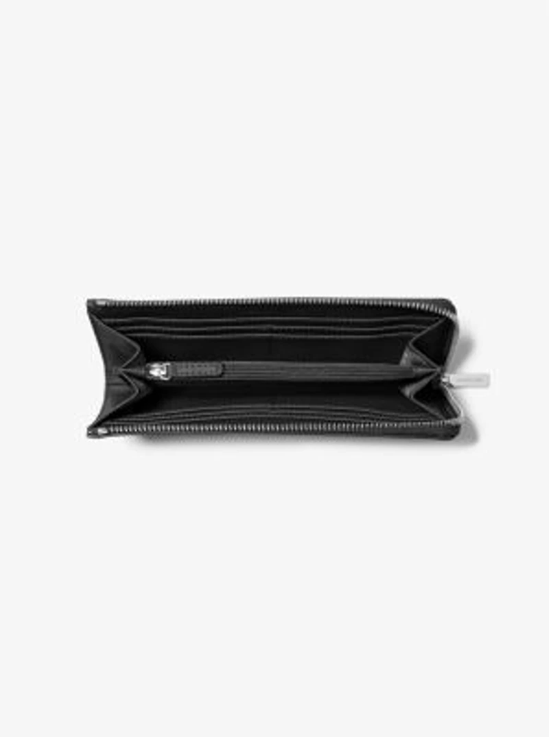 Jet Set Travel Large Saffiano Leather Quarter-Zip Wallet