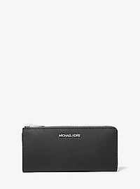 Jet Set Travel Large Saffiano Leather Quarter-Zip Wallet