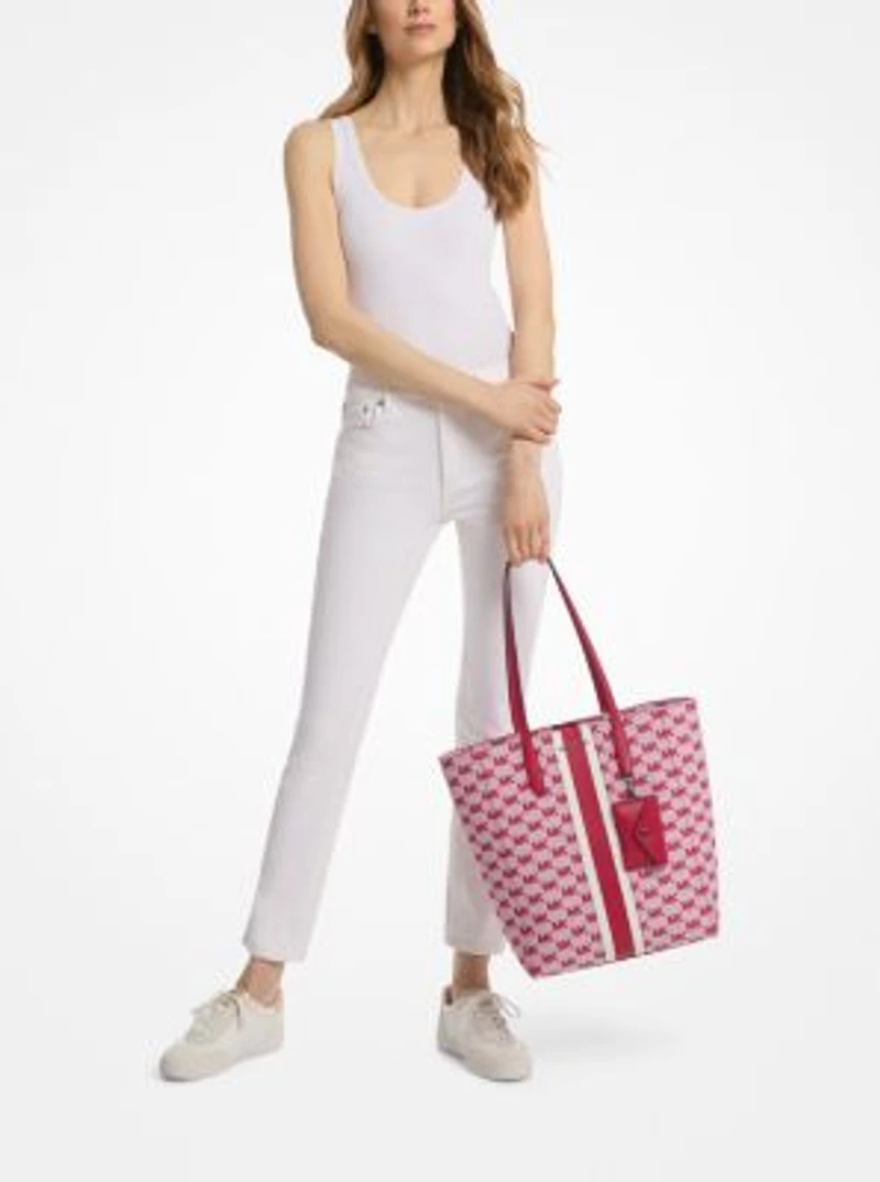 Vincent Large Logo Jacquard Tote Bag with Card Case