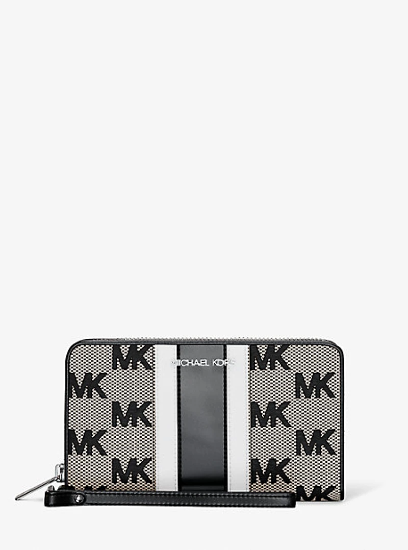 Jet Set Travel Large Striped Logo Jacquard Smartphone Wristlet