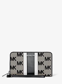 Jet Set Travel Large Striped Logo Jacquard Smartphone Wristlet
