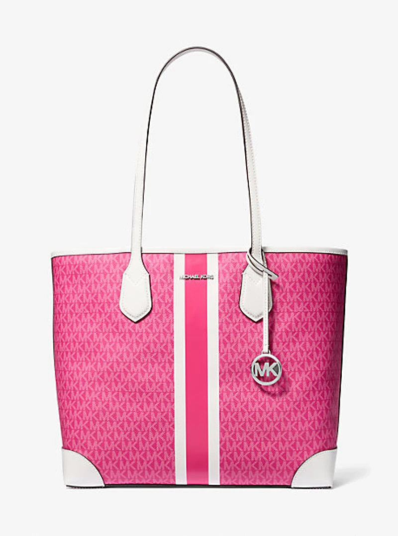 Eva Large Signature Logo Stripe Tote Bag