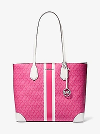Eva Large Signature Logo Stripe Tote Bag