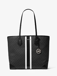 Eva Large Signature Logo Stripe Tote Bag