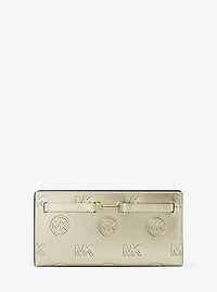 Carson Large Metallic Logo Debossed Snap Wallet