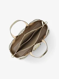 Carson Medium Metallic Logo Debossed Satchel