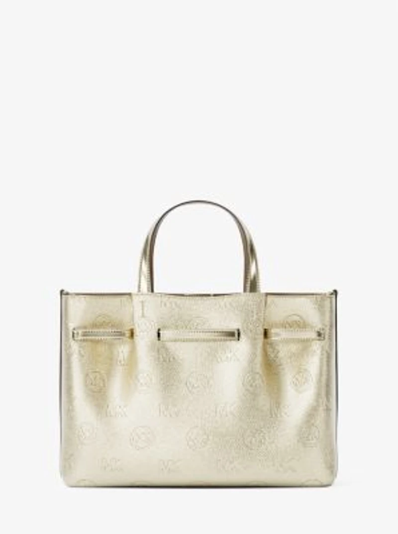 Carson Medium Metallic Logo Debossed Satchel