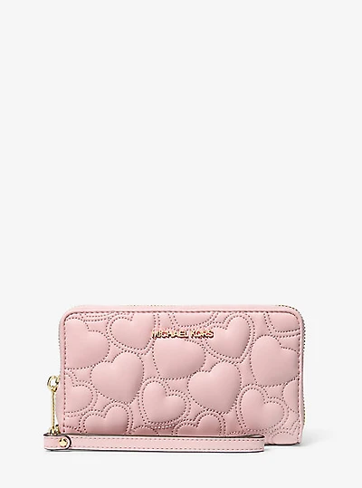 Jet Set Large Heart Embroidered Smartphone Wristlet